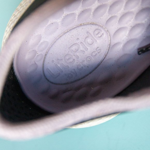 Crocs LiteRide Black Purple Rubber Athletic Lace Up Sneakers Size W 8 - Picture 7 of 9